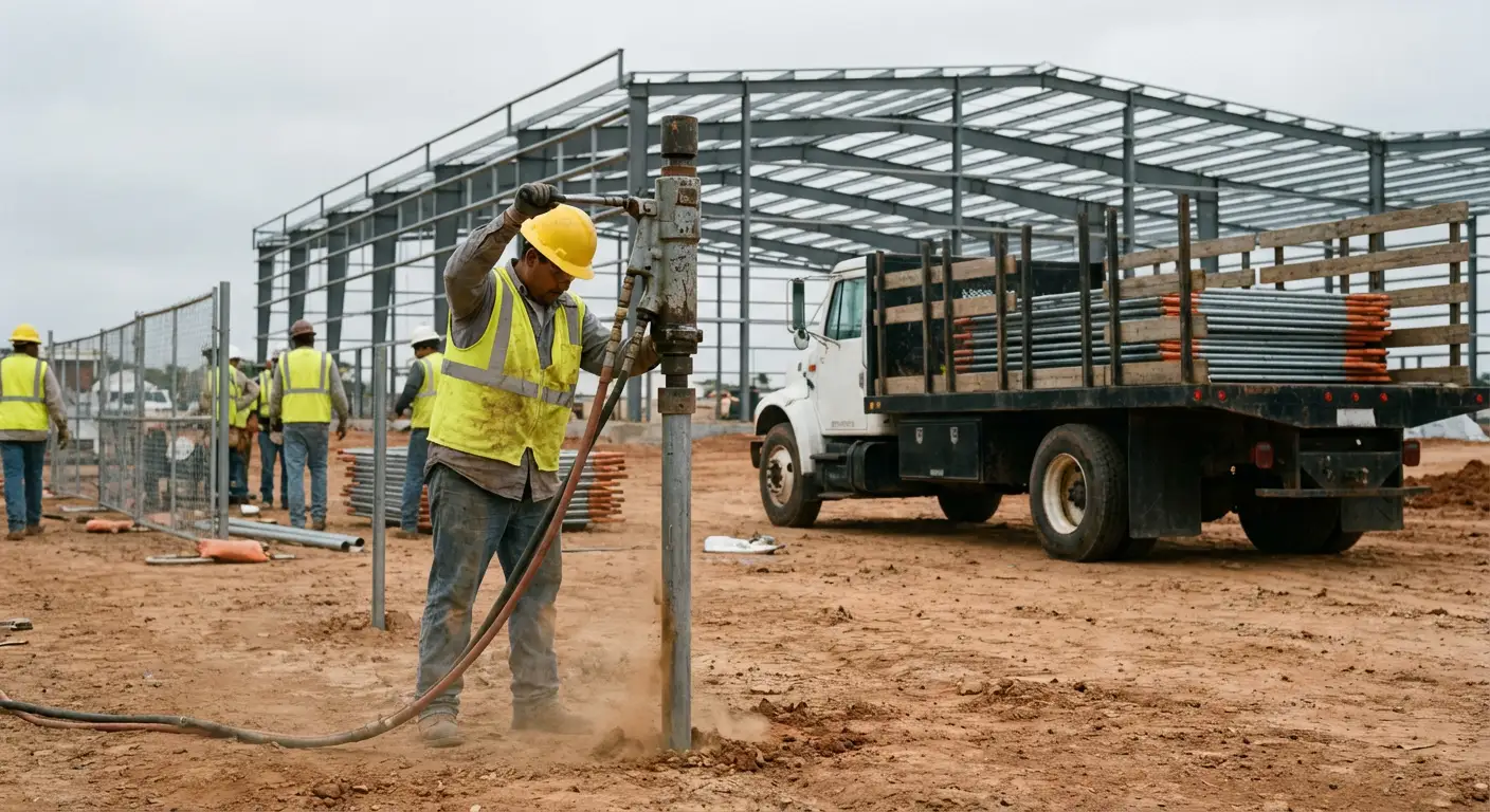 Industrial fencing installation site in Greenwood, IN