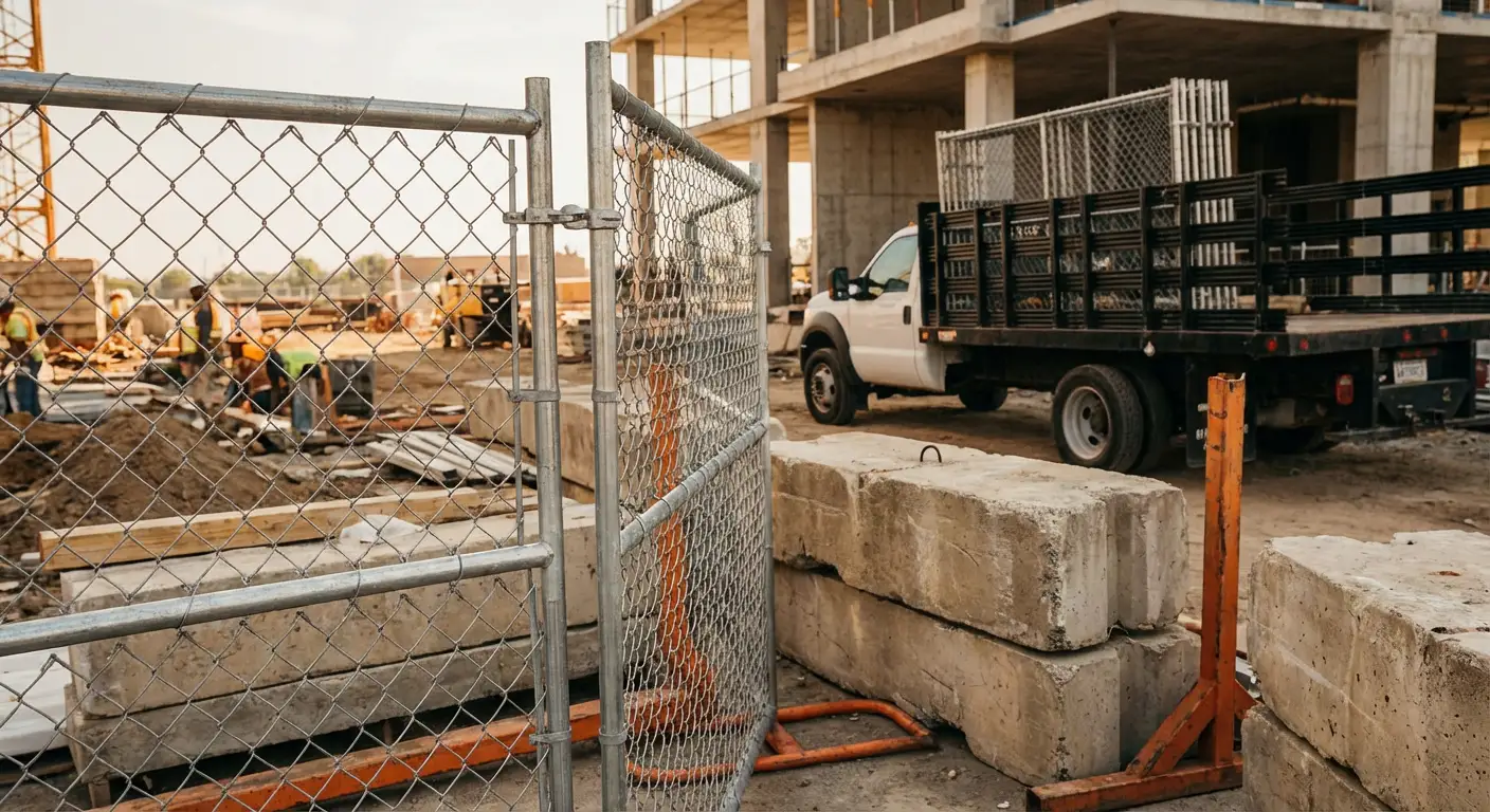 Commercial temporary fencing installation site in Greenwood, IN