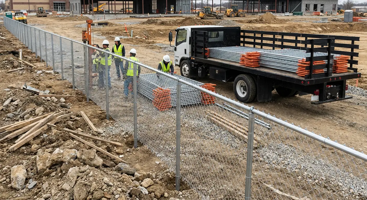 Post-Driven Construction Fence in Greenwood, IN