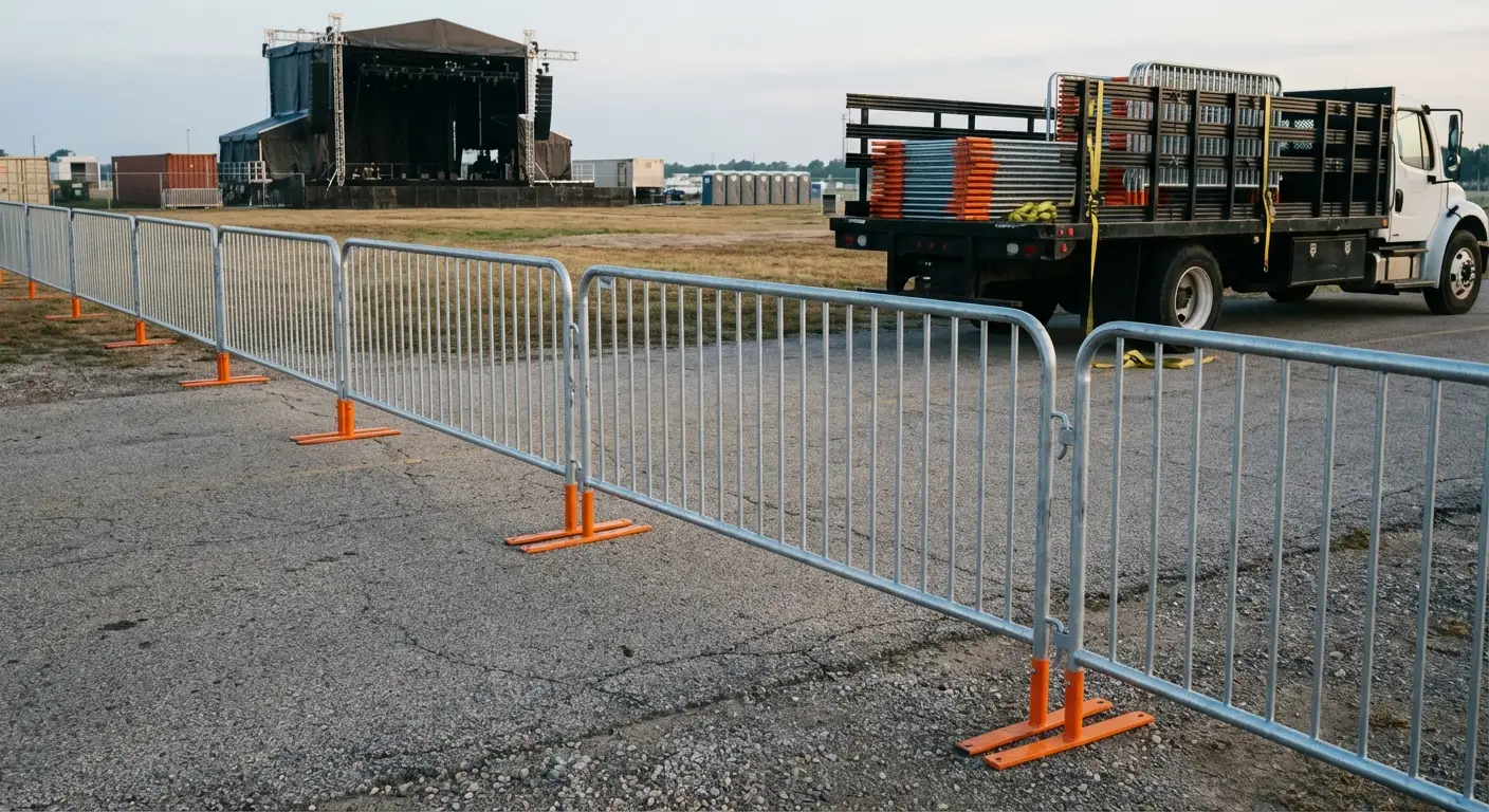 Crowd control barricade setup in Greenwood, IN