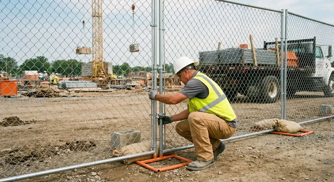 Comparison of professional fencing solutions versus DIY risks on a construction site in Greenwood, IN