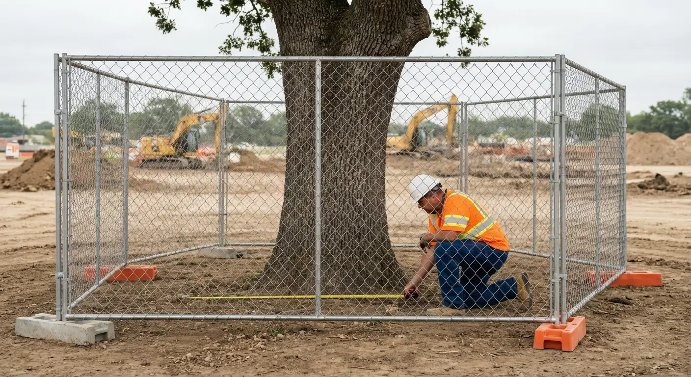 Tree protection zone fencing installation in Greenwood, IN