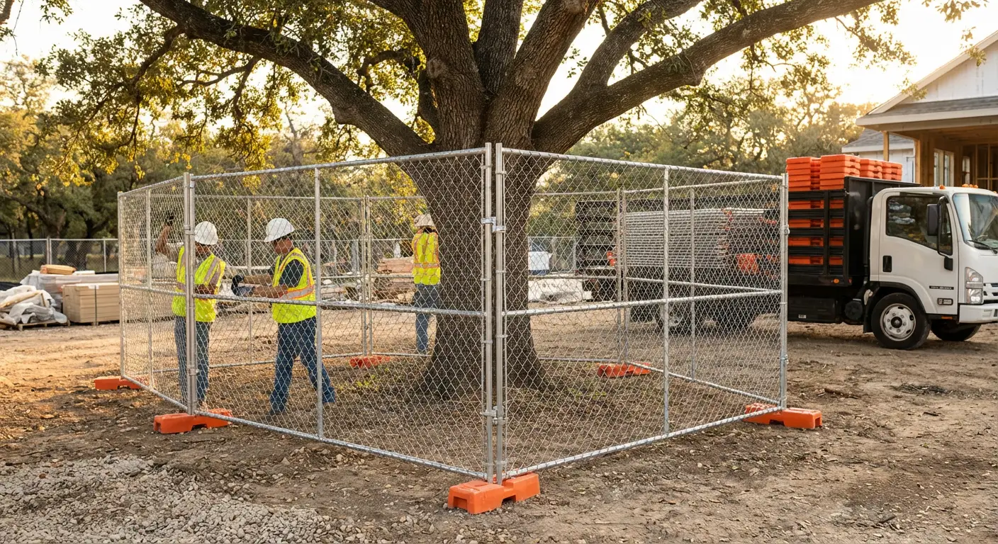 Tree protection zone fencing background in Greenwood, IN