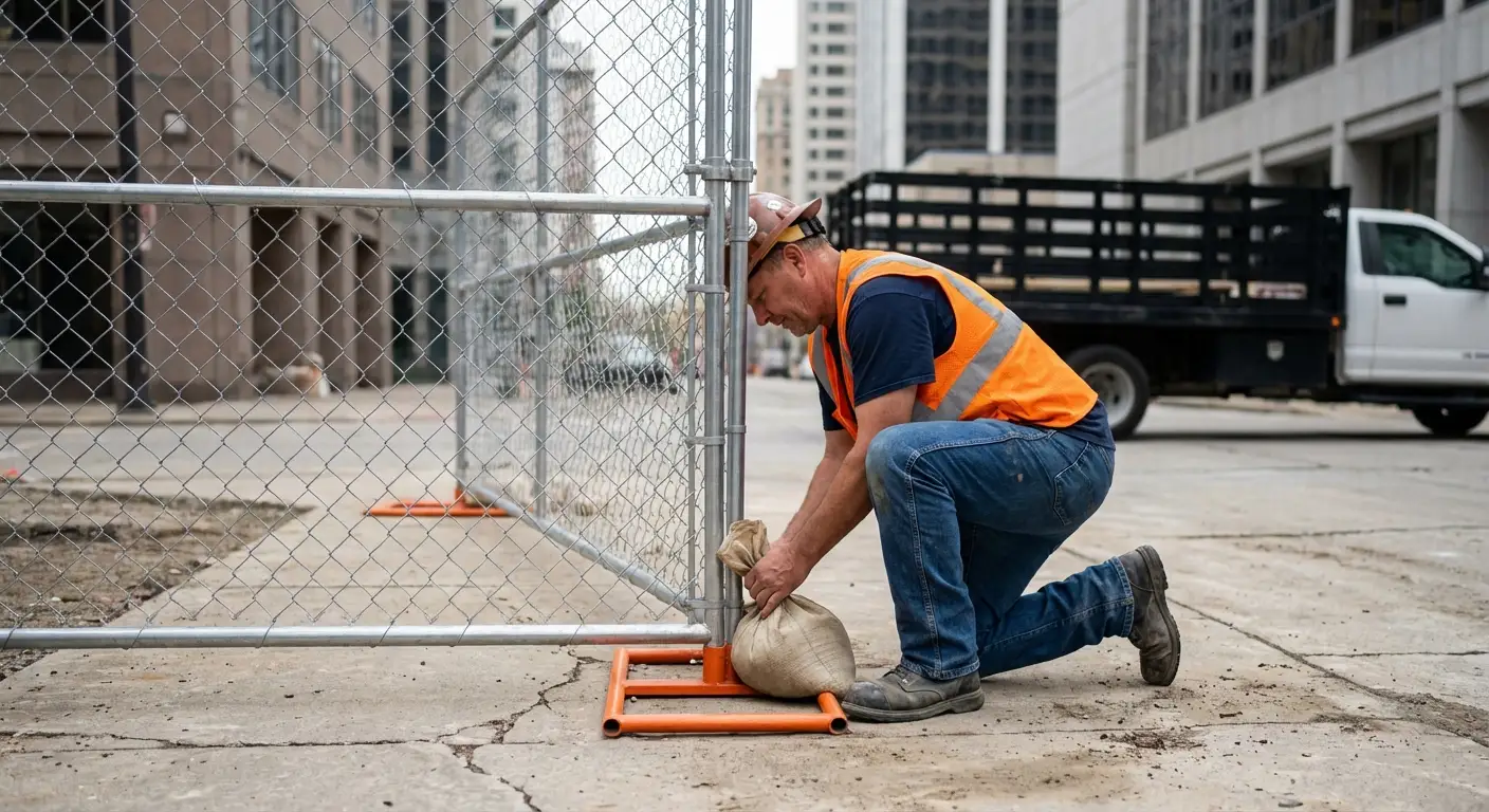 Temporary fence installation in Downtown Greenwood area