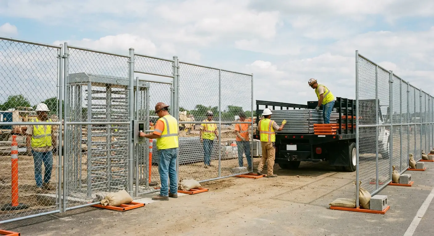 Secure construction site with temporary fencing in Greenwood, IN
