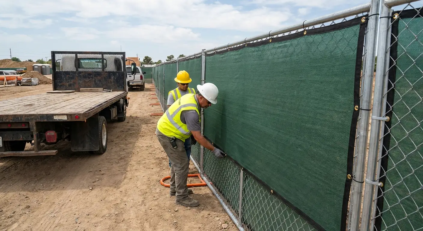 Temporary fence and barricade delivery truck in Greenwood, IN