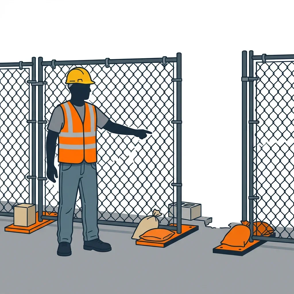 Diagram illustrating common construction site perimeter vulnerabilities in Greenwood, IN